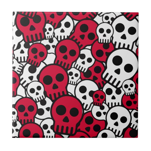 Azulejo De Cerâmica Cherry Gothic Skull Pattern Impressão (Frente)