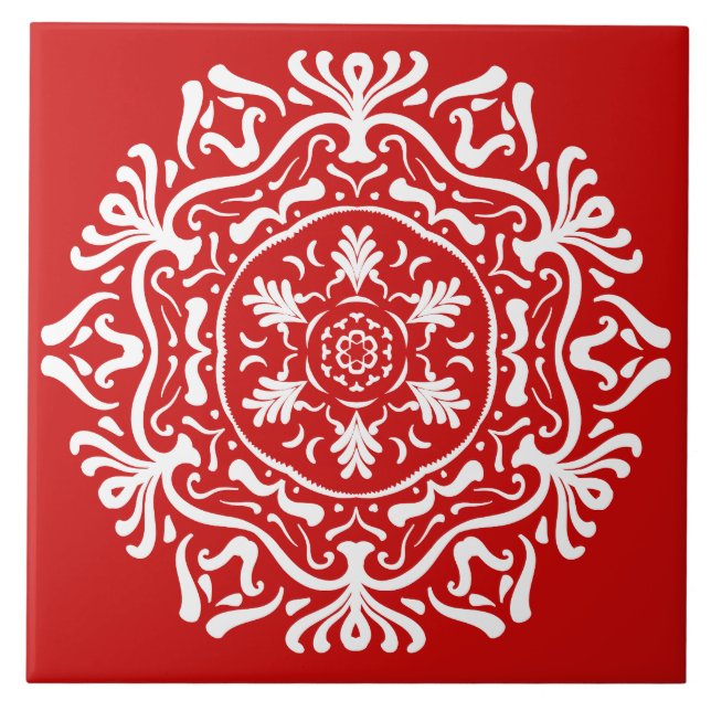 Azulejo De Cerâmica Cherry Mandala (Frente)