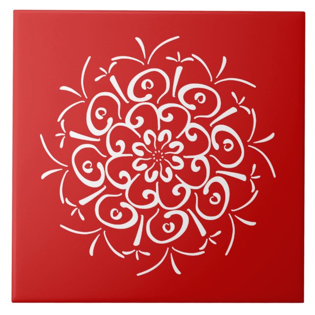 Azulejo De Cerâmica Cherry Mandala (Frente)