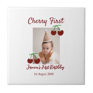 Azulejo De Cerâmica Cherry Primeiro feliz foto de aniversário crianças