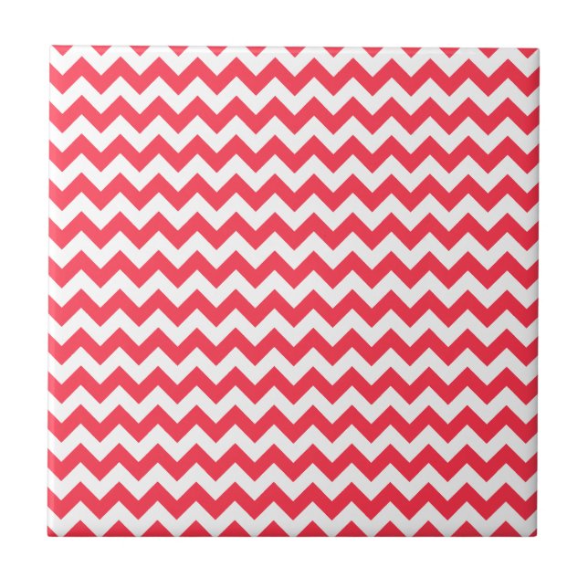 Azulejo De Cerâmica Cherry Red Chevron Zigzag (Frente)