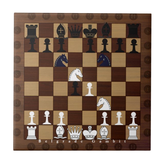 Azulejo De Cerâmica Chessboard Abrindo Belgrado Gambit (Frente)