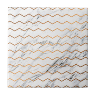 Azulejo De Cerâmica Chevron de mármore & dourado