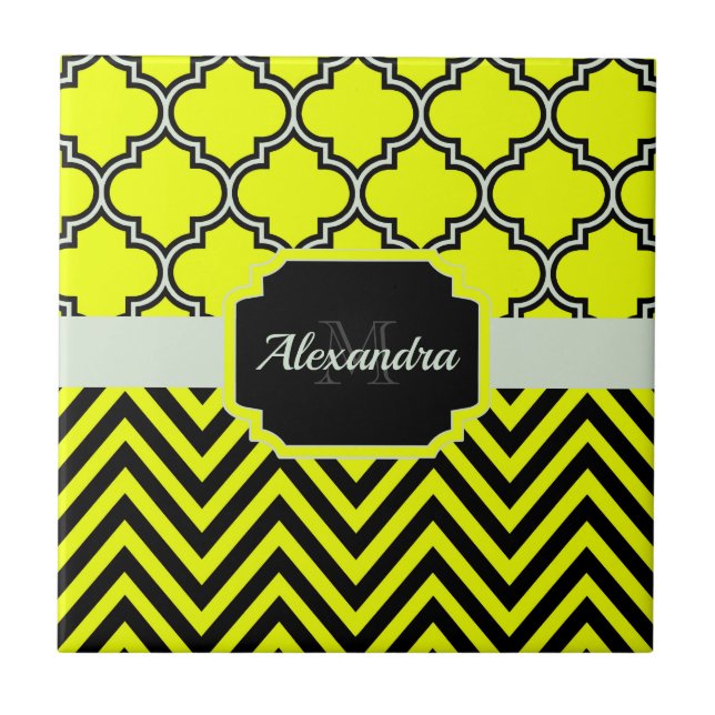 Azulejo De Cerâmica Chevron e Quatrefoil (Frente)