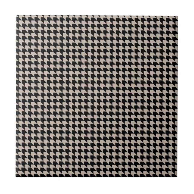 Azulejo De Cerâmica Chevron Verifica Tan e Preto (Frente)
