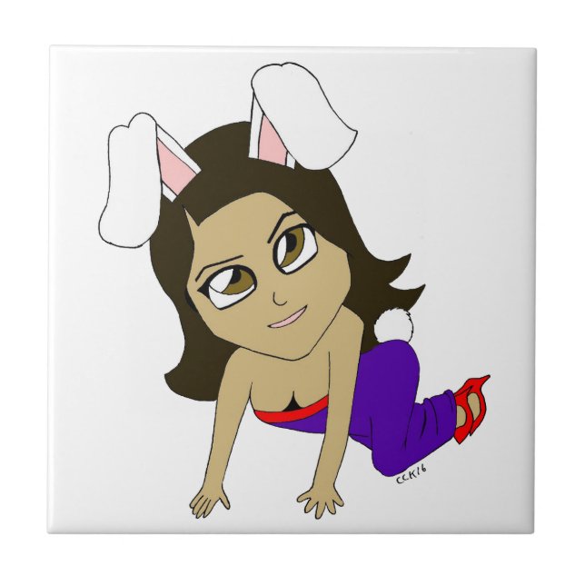 Azulejo De Cerâmica chibi bunnygirl (Frente)