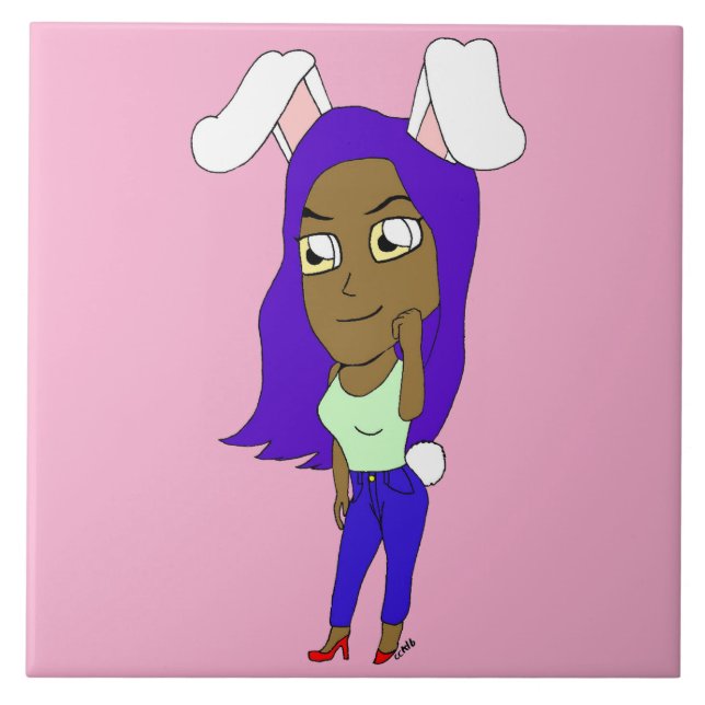Azulejo De Cerâmica Chibi Bunnygirl (Frente)