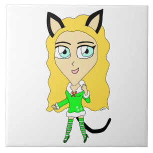 Azulejo De Cerâmica Chibi de Natal