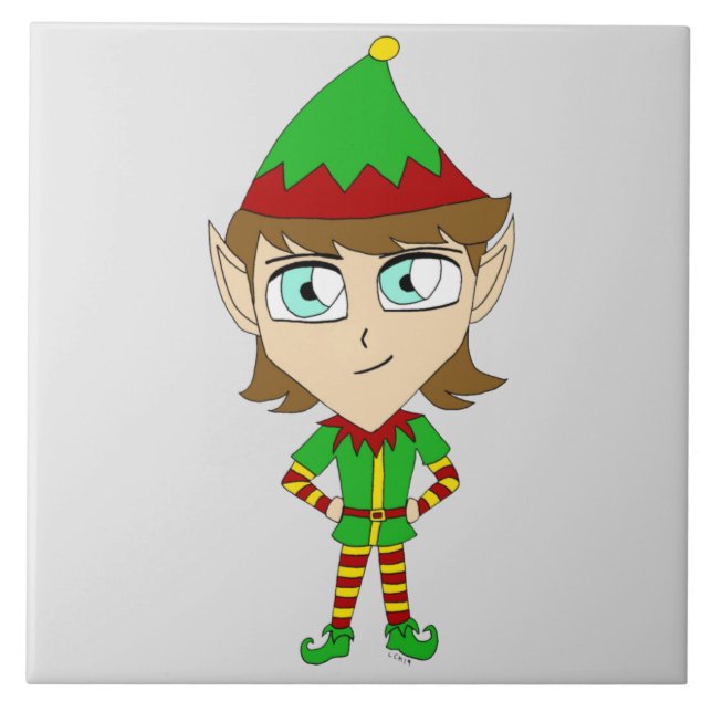 Azulejo De Cerâmica chibi elf (Frente)
