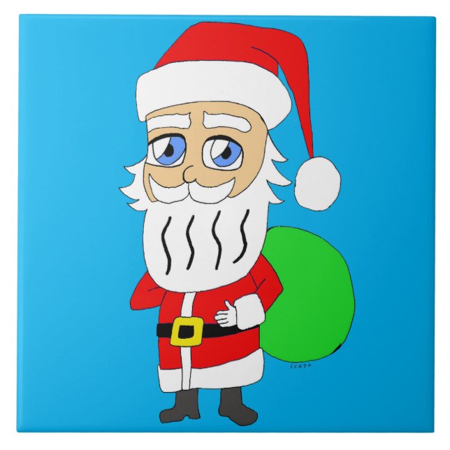 Azulejo De Cerâmica Chibi Santa Claus (Frente)