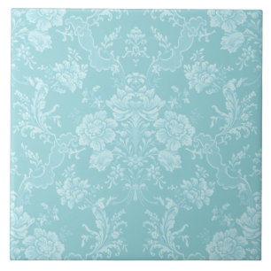 Azulejo De Cerâmica Chic Floral Romântico Damask-Mint