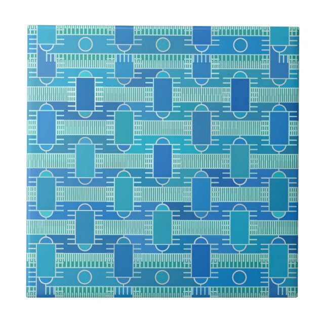 Azulejo De Cerâmica Chic industrial Art Deco - azul macio (Frente)