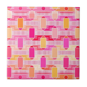 Azulejo De Cerâmica Chic industrial Art Deco - rosa, pêssego, ouro