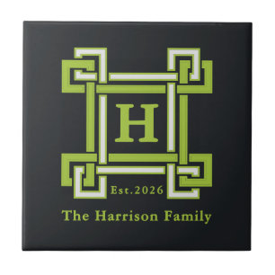 Azulejo De Cerâmica Chic Neon Cítrico Verde Preto Geométrico Personali