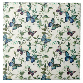 Azulejo De Cerâmica Chic Romântico Borboletas Azuis Chuveiro de Noiva