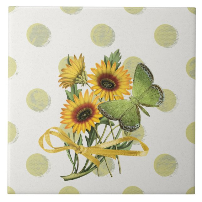 Azulejo De Cerâmica Chic Sunflower Country design  (Frente)
