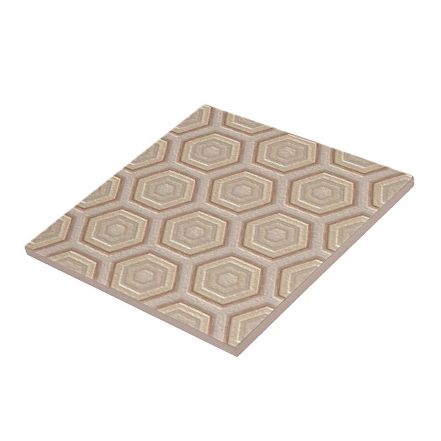 Azulejo De Cerâmica Chic Taupe Beige Tan Brown Honeycomb Arte Mosaica (Lateral)