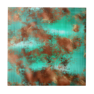 Azulejo De Cerâmica Chic Teal Copper Boho