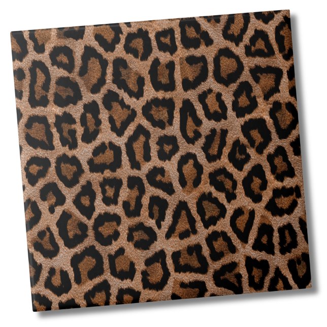 Azulejo De Cerâmica Chic Trendy Leopard (Cute Trendy Faux Fur Leopard Animal Print Pattern Ceramic Tile)