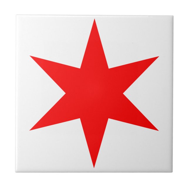 Azulejo De Cerâmica Chicago Flag 6 Pointed Star (Frente)