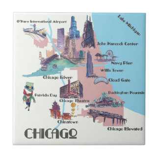 Azulejo De Cerâmica Chicago Geórgia destaca o mapa
