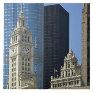 Azulejo De Cerâmica Chicago, Wrigley Building com Trump Hotel &