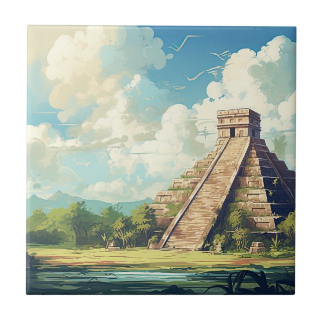 Azulejo De Cerâmica Chichen Itza (Frente)
