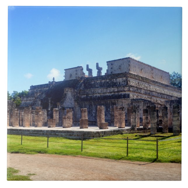 Azulejo De Cerâmica Chichen Itza. Guerreiros do Templo (Frente)