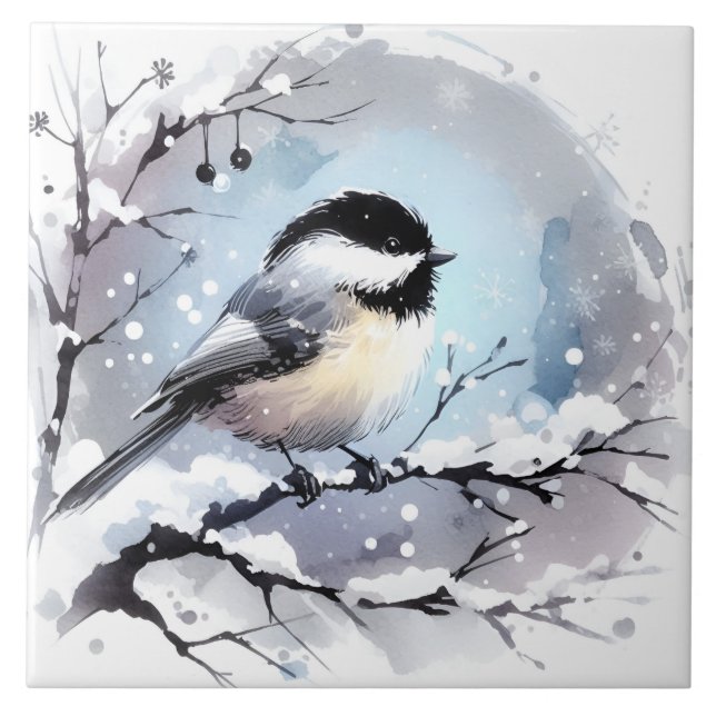 Azulejo de cerâmica Chickadee (Frente)
