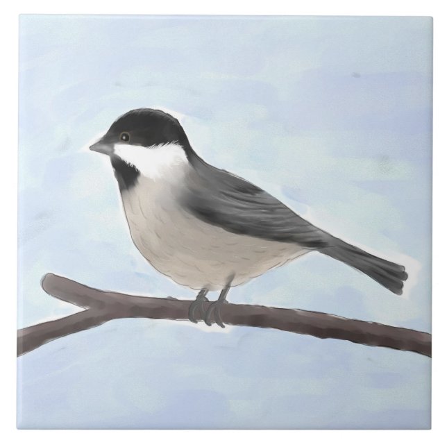 Azulejo de cerâmica Chickadee com revestimento pre (Frente)