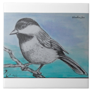 Azulejo De Cerâmica Chickadee tampado preto