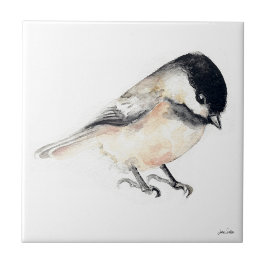 Azulejo de cerâmica Chickadee Watercolor