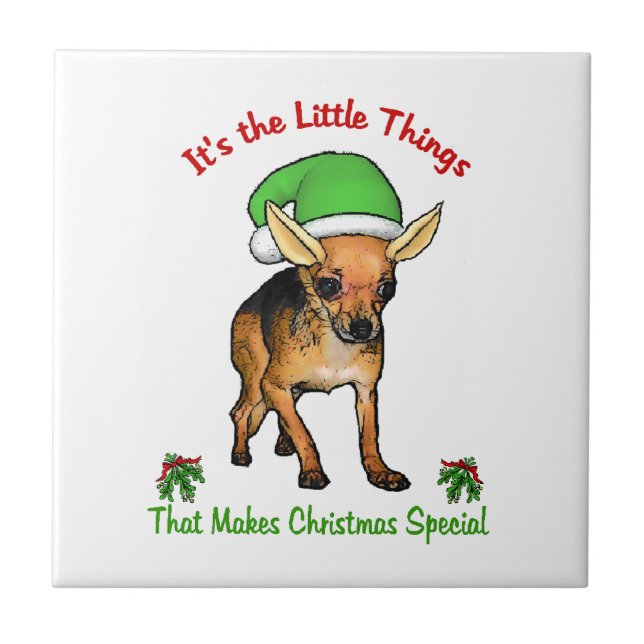Azulejo De Cerâmica Chihuahua Christmas (Frente)