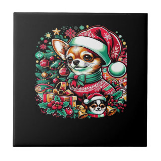 Azulejo De Cerâmica Chihuahua Christmas Cheer! Classic T-Shirt