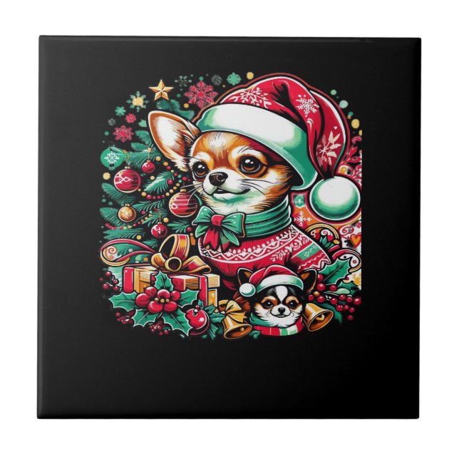 Azulejo De Cerâmica Chihuahua Christmas Cheer! Classic T-Shirt (Frente)