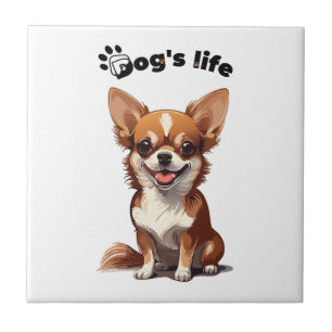Azulejo De Cerâmica Chihuahua Feliz � Design Fofo para Amantes de Cães