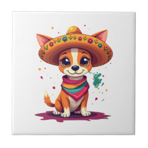 Azulejo De Cerâmica Chihuahua México Cinco de Mayo Cachorro Engraça