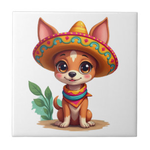 Azulejo De Cerâmica Chihuahua México Cinco de Mayo Cachorro Engraçado
