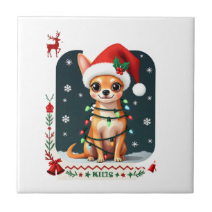 Azulejo De Cerâmica Chihuahua Natal Papai Noel Suéter Feio Amante de C