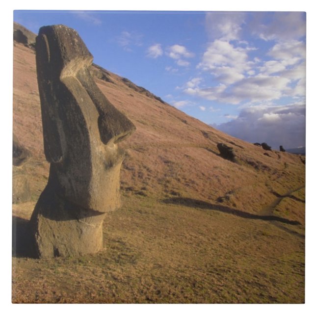 Azulejo De Cerâmica Chile, Ilha de Páscoa. Encosta com Moai (Frente)
