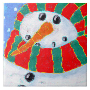 Azulejo De Cerâmica Chilly Snowman Abstrato Art