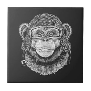 Azulejo De Cerâmica Chimpanzé - Motorcycle Rider