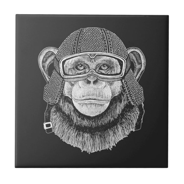 Azulejo De Cerâmica Chimpanzé - Motorcycle Rider (Frente)