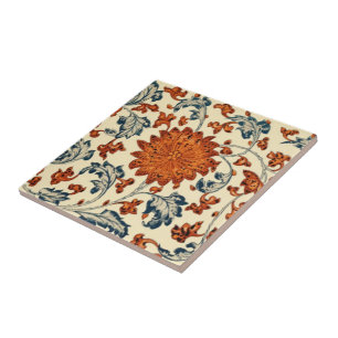 Azulejo De Cerâmica Chinês ~ Laranja ~ Azul ~ Branco ~ * ~