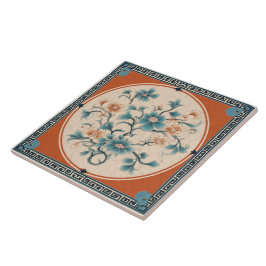 Azulejo De Cerâmica Chinês Tradicional Laranja Ink Flor Art 5