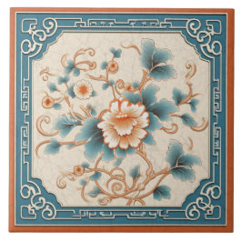 Azulejo De Cerâmica Chinês Tradicional Laranja Ink Flower Art 7