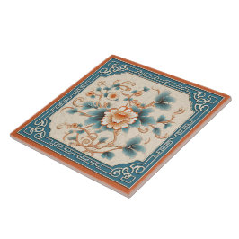 Azulejo De Cerâmica Chinês Tradicional Laranja Ink Flower Art 7