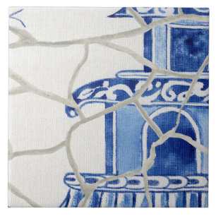 Azulejo De Cerâmica Chinoiserie Chic Blue Chinês Pagoda