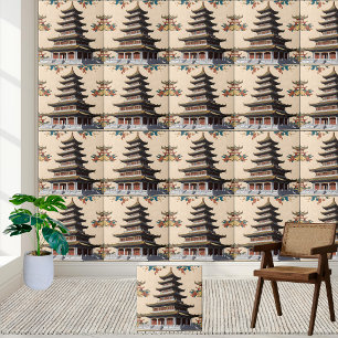 Azulejo De Cerâmica Chinoiserie Chinoiserie inspirada na Ásia