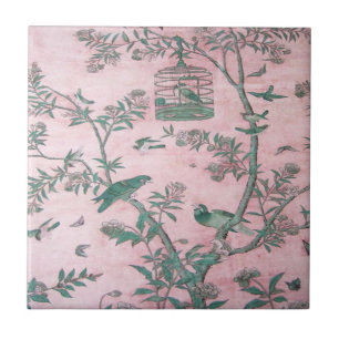 Azulejo De Cerâmica Chinoiserie Rosa